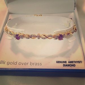 GENUINE AMETHYST/ DIAMOND BRACELET